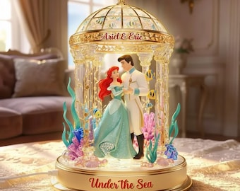 Custom Little Mermaid Night Light, Romantic Couple Acrylic Light Box, Magical Kingdom Led Lamp, Anniversary Gifts,Ariel Princess G-050126B8