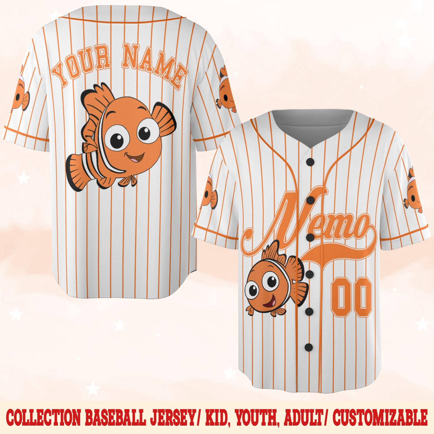 Discover Personalized Disney Finding Nemo Baseball Jersey, Custom Disney Baseball Jersey, Finding Nemo Jersey Team, Gift For Fan Disney
