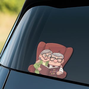 Disney Carl And Ellie Peeker Stickers, Peekaboo Sticker For Car Window Decor, Waterproof Up Disney Pixar Sticker For Laptop / Bottle JCO216