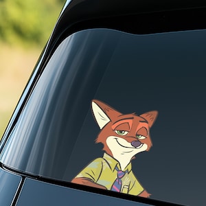 Peeker Peeking Zootopia Judy Hopps Nick Wilde Peekaboo Car Window Decals - Bumper Waterproof Stickers - Pack Stickers BZIE04-6