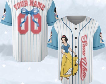 Camiseta de béisbol personalizada de Blancanieves, camiseta de béisbol de princesa Disney, camiseta de princesa de las nieves, regalo de cumpleaños para niña, camiseta Magic Kingdom G5SG22-6