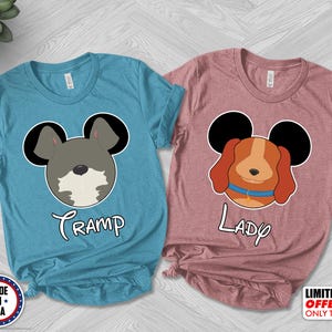 Disney Couple Matching Shirt, Disney Lady and Tramp Shirt, Gift For Her Him, Disney Characters Shirt, Disneyworld Shirt, Mickey Ears NEVS20