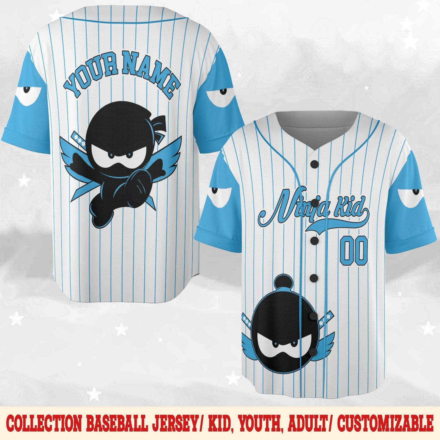 Discover Custom Ninja Kidz Baseball Jersey, Personalized Kids Name Age Matching Outfit
