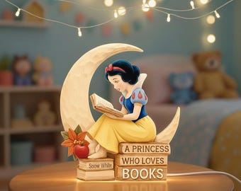 Personalized Snow White Princess Acrylic Light Box,Reading Princess Night Light,Book Lover Gift,Fairy Tale Decor,Bedroom LED Lamp G-19122511