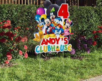 Mickey mouse clubhouse themed birthday party cutouts, decorations, centerpieces, lawn signs, yard card, yard sign C1HP02