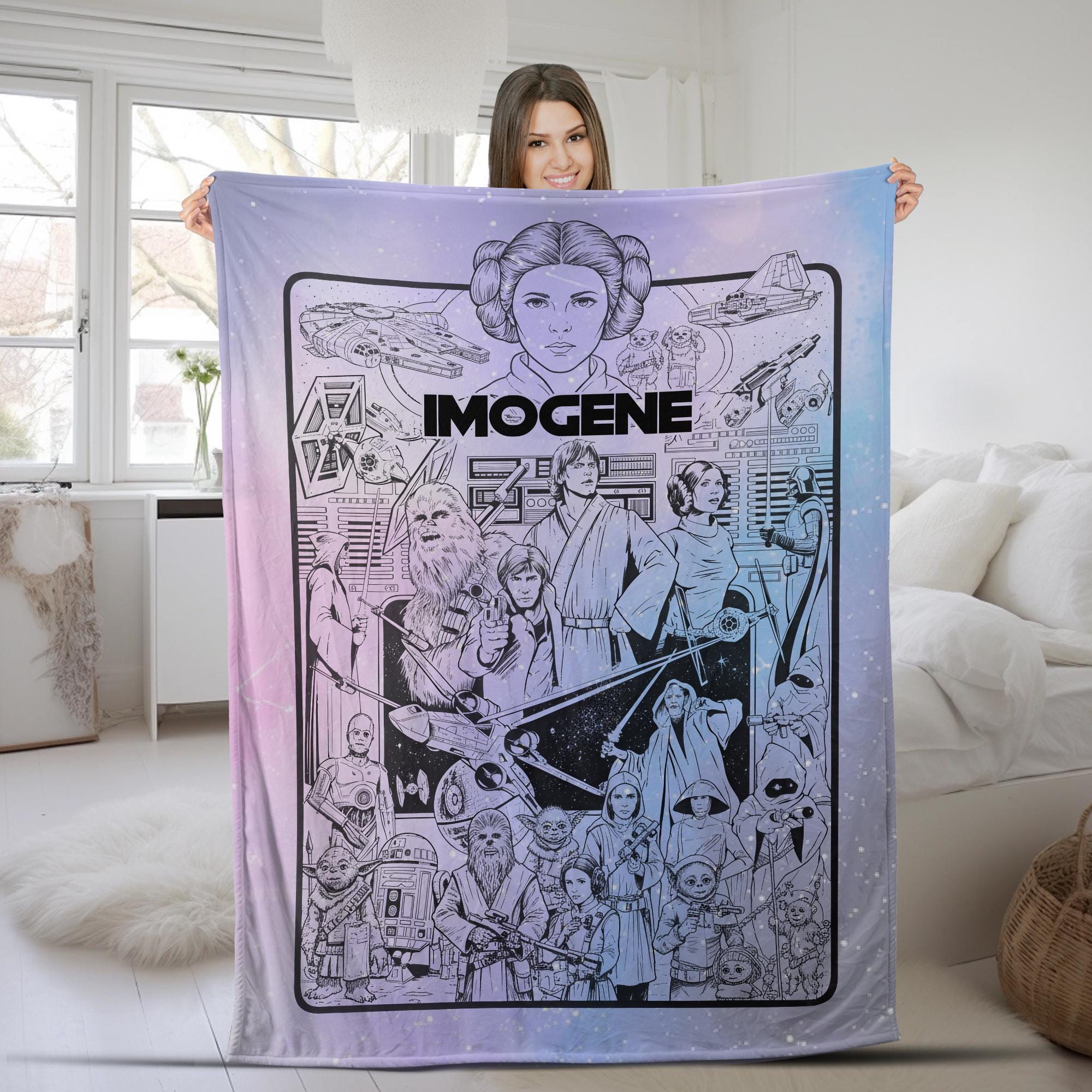 Discover Personalized Disney Star Wars Blanket, Star Wars Characters Blanket, Birthday Gift, Galaxy Edge Blanket, Darth Vader Stormtrooper