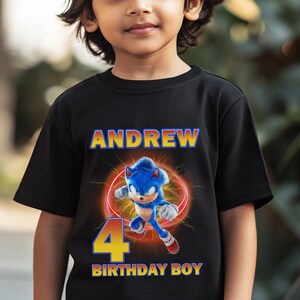 Personalized Sonic Birthday shirt, Custom Sonic Shirt, Sonic Hedgehog Birthday Shirt, Birthday Boy Girl Shirt, Family Birthday Shirt C1FD21