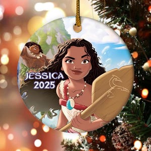 Watercolor Moana Princess Christmas Ornament, Custom Moana 2 Christmas Gift For Daughter, Maui Moana Xmas Decor, Moana Lover Keepsake JCPL21