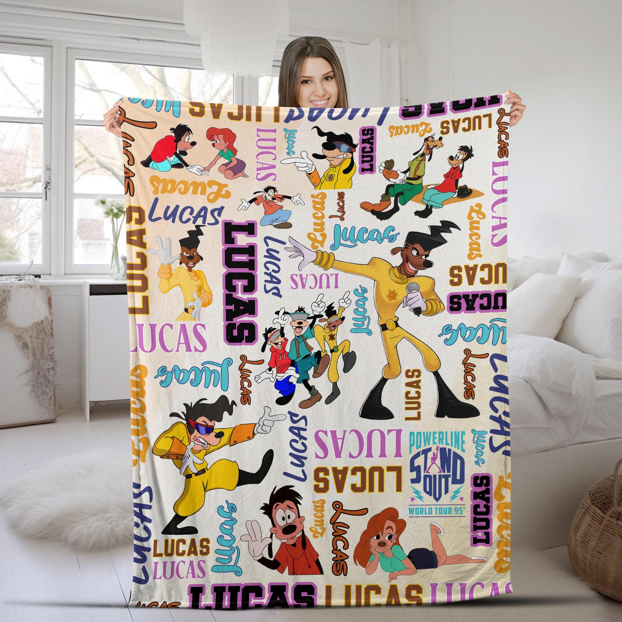 Discover Personalized Disney Goofy Movie Blanket, Custom Name Powerline Stand Out World Tour Kids Blanket, WDW Disneyland Birthday Gift