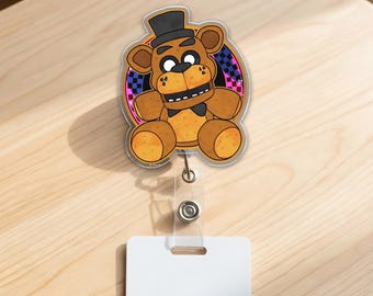 FNaF Badge Reel, Five Nights at Freddy’s Nurse ID Holder, Retractable Nurse Teacher Badge Reel, Hologram Badge C2CU03-08