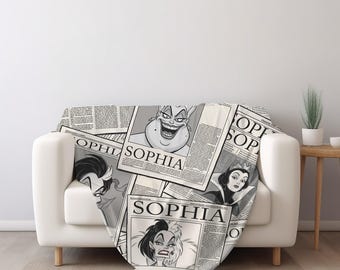Disney Villains Blanket, Bad Girls Club Blanket, Bad Club Blanket, Magic Kingdom Gift, Halloween Witches Fleece Mink Sherpa Blanket G5OP10