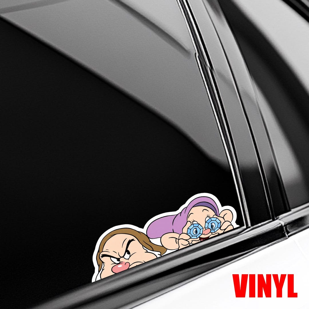 Cute Dopey & Grumpy Peeking Sticker, Disney Snow White and Seven Dwarfs ...