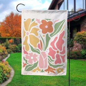 Flower Market Garden Flag, Botanical Matisse Yard Decor, Boho Summer House Banner with Flower Aesthetic, Gardener Gift BZHE16