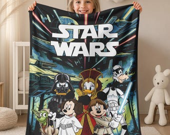 Mickey and Friends Cosplay Disney Star Wars Blanket, Galaxy's Edge Star Wars Family Gift for Kids, May the Force Be With You JCQF06