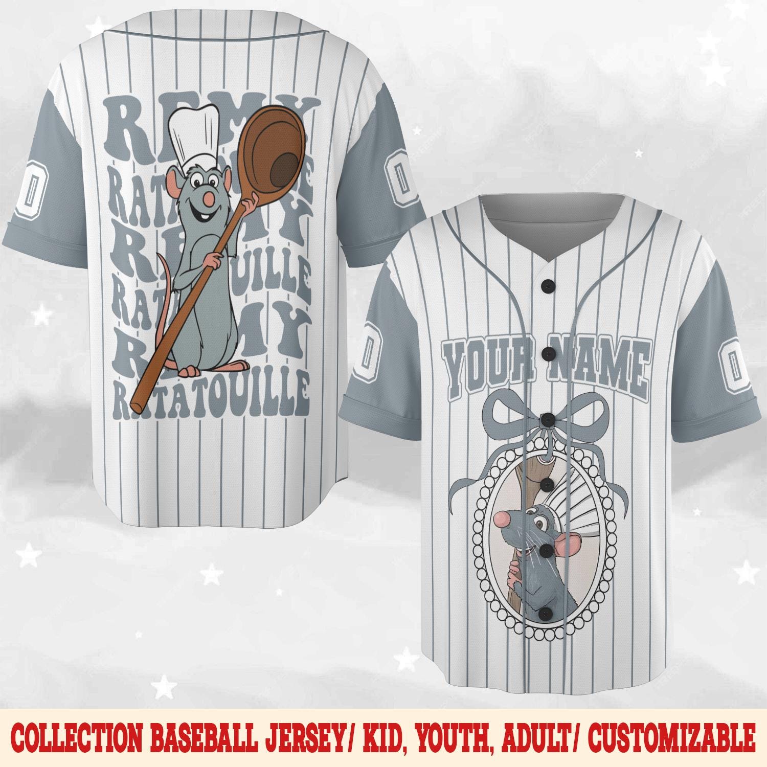 Discover Custom Remy Ratatouille Baseball Jersey, Personalized Disney Ratatouille Jersey, Disneyland Team Outfit, Birthday Gift for Fans
