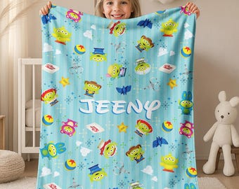Personalized Toy Story Blanket, Custom Name Woody Buzz Lightyear Jessie Toy Story Blanket, Toy Story Blanket Gift For Boy Or Girl G5NB11