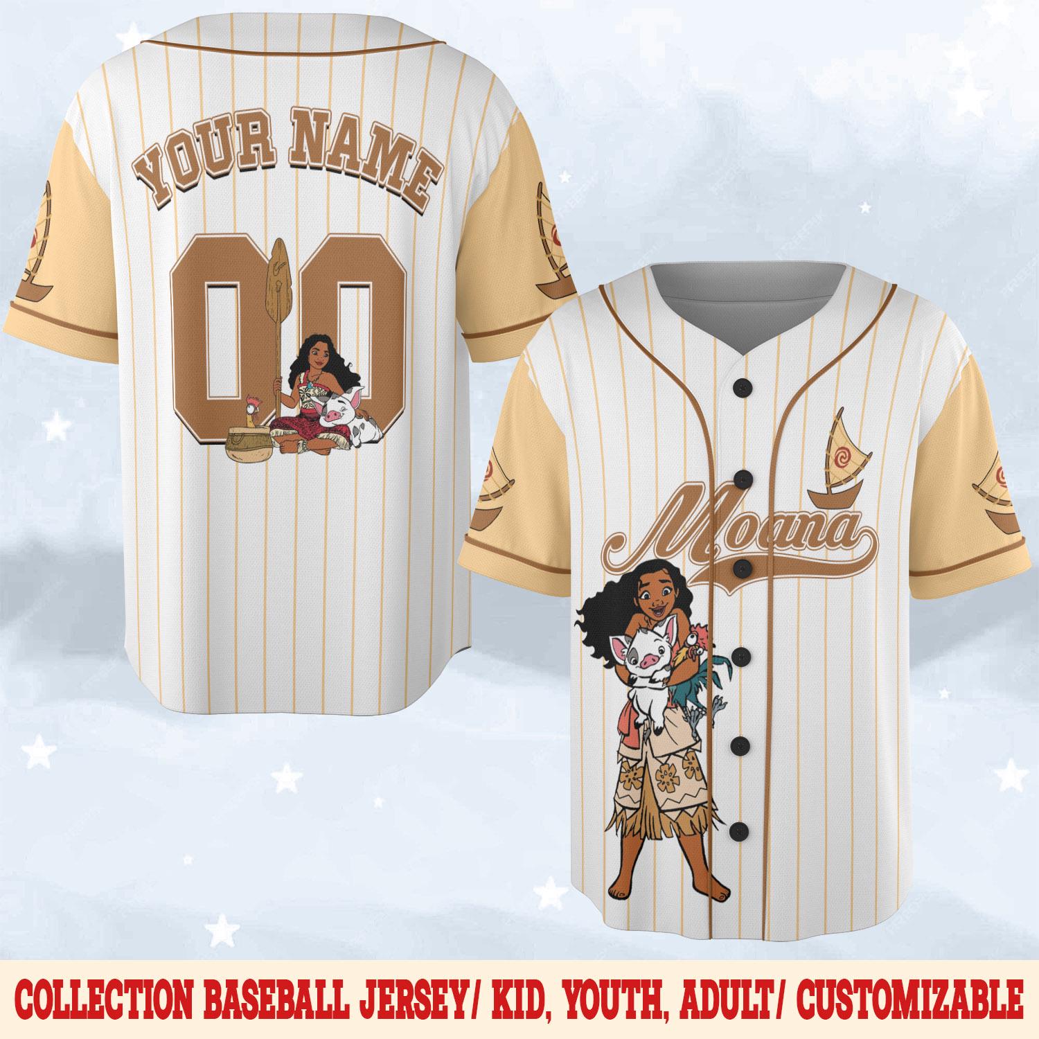 Discover Personalized Disneyland Moana Baseball Jersey, Custom Moana Jersey For Kids, Youth, Adult, Disney Moana Princess Matching Tee