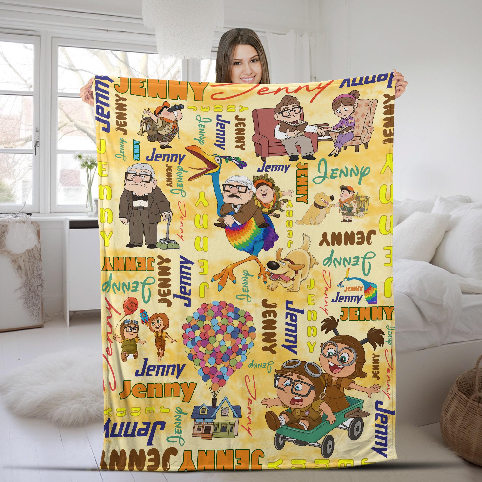 Discover Personalized Disney Pixar up Movie Blanket, Adventure is Out There Carl and Ellie Gift, up House Balloons