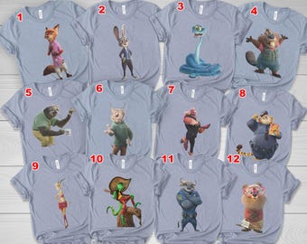 Custom Disney Zootopia 2 Family Shirt,Personalized Zootopia Characters Unisex Tee, Nick Wilde Judy Hopps Family Matching T-shirt JCUO13-GD