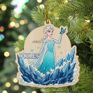 Adorno navideño personalizado de Frozen, adorno de princesa Elsa de Disney, Elsa, Anna y Olaf, decoración para árbol de Navidad de Disney, recuerdo de Frozen C1IC27