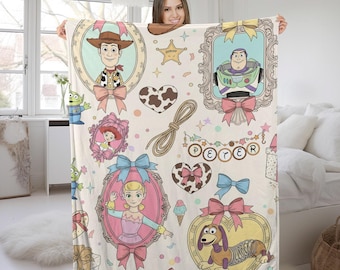 Personalized Disney Toy Story Blanket,Custom Name Disney Blanket, Woody Buzz Lightyear Jessie Toy Story Blanket, Gift for Boy or Girl G5OP20