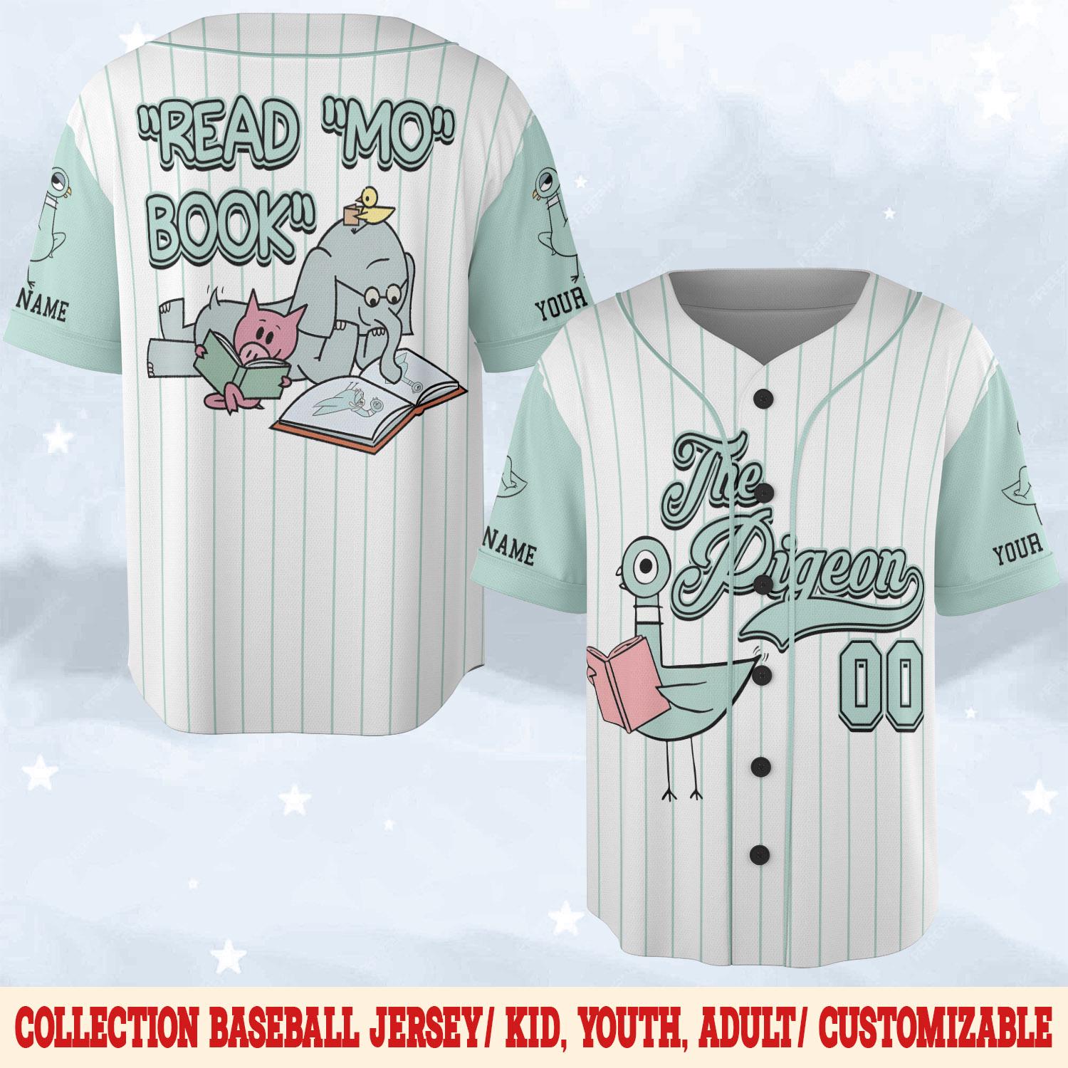 Discover Elephant and Piggie the Pigeon Jersey, Pigeon Baseball Jersey, Don't Let the Pigeon Drive the Bus Shirt, Mo Willems Fan Birthday Gift