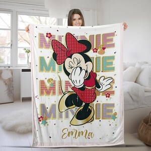 Personalized Minnie Mouse Blanket, Custom Name Disney Minnie Blanket, Disney Blankets, Minnie Birthday Gifts, Kids Blanket, Baby Gift BZCL17 image 5