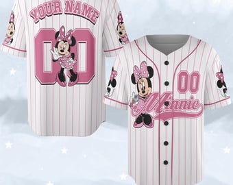 Personalized Minnie Baseball Jersey,Cute Minnie Matching Jersey, Custom Disneyland Shirt, Birthday Baseball Team, Gift For Disney Fan G5QA08