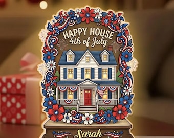 Farmhouse Patriotic Acrylic LED Light Box, American House Decor With Fireworks, USA Theme Night Light, Rustic Gift, 2D Printed Effect G4J410