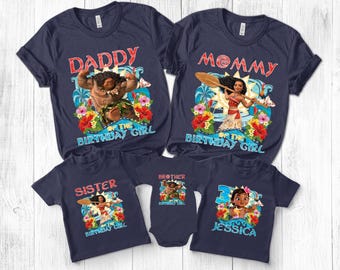 Disney Moana Birthday Shirt, Personalized Family Birthday Shirt, Cartoon Birthday girl shirt, Maui Family Tees Shirt, Disneyland NETZ27