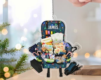 Bag Car Ornament, EMT Paramedic Gift, Emergency Medical Technician Ornament Gift for EMT, Medical Keychain 2D Flat Ornament BZKW25