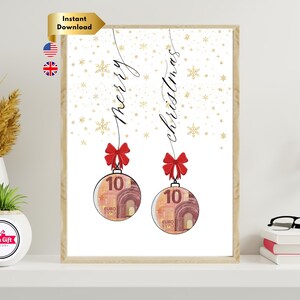 Geldgeschenk Weihnachtsverpackung | DIY Last Minute Geschenkidee | Frohe Weihnachtskugeln | Sofortiger Download schneller Digitaldruck | WeihnachtsschmuckA4