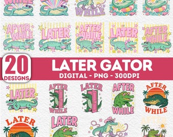 Nach Während Krokodil Png Bündel, 20 PNG Später Gator, Bis später Alligator Png Bündel, Zurück Zu Schule Png, Schule Png, Preppy Gator Png