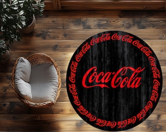 コカ・コーラ ラウンドラグ：レトロなコカ・コーラデザイン、柔らかな