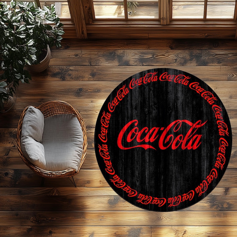 Coca Cola Round Rug Coca Cola Round Carpet, Coca Cola Round Rug, Coca Cola Written Round ...
