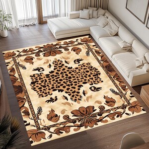 Leopard Print Pattern Carpet, Leopard Print Pattern Rug, Leopard Pattern Rug, Leopard Pattern Area Rug, Flowers Pattern Rug
