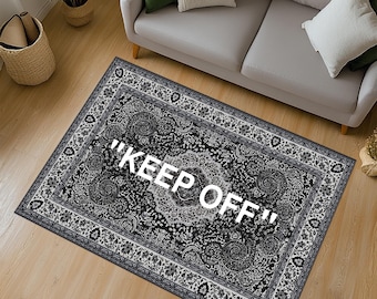 Black-White Keep Off Carpet, Keep Off Rug, Keep Off Pattern Rug, Keep Off Written Rug, Keep Off Area Rug, Keep Off Floor Rug,Living Room Rug