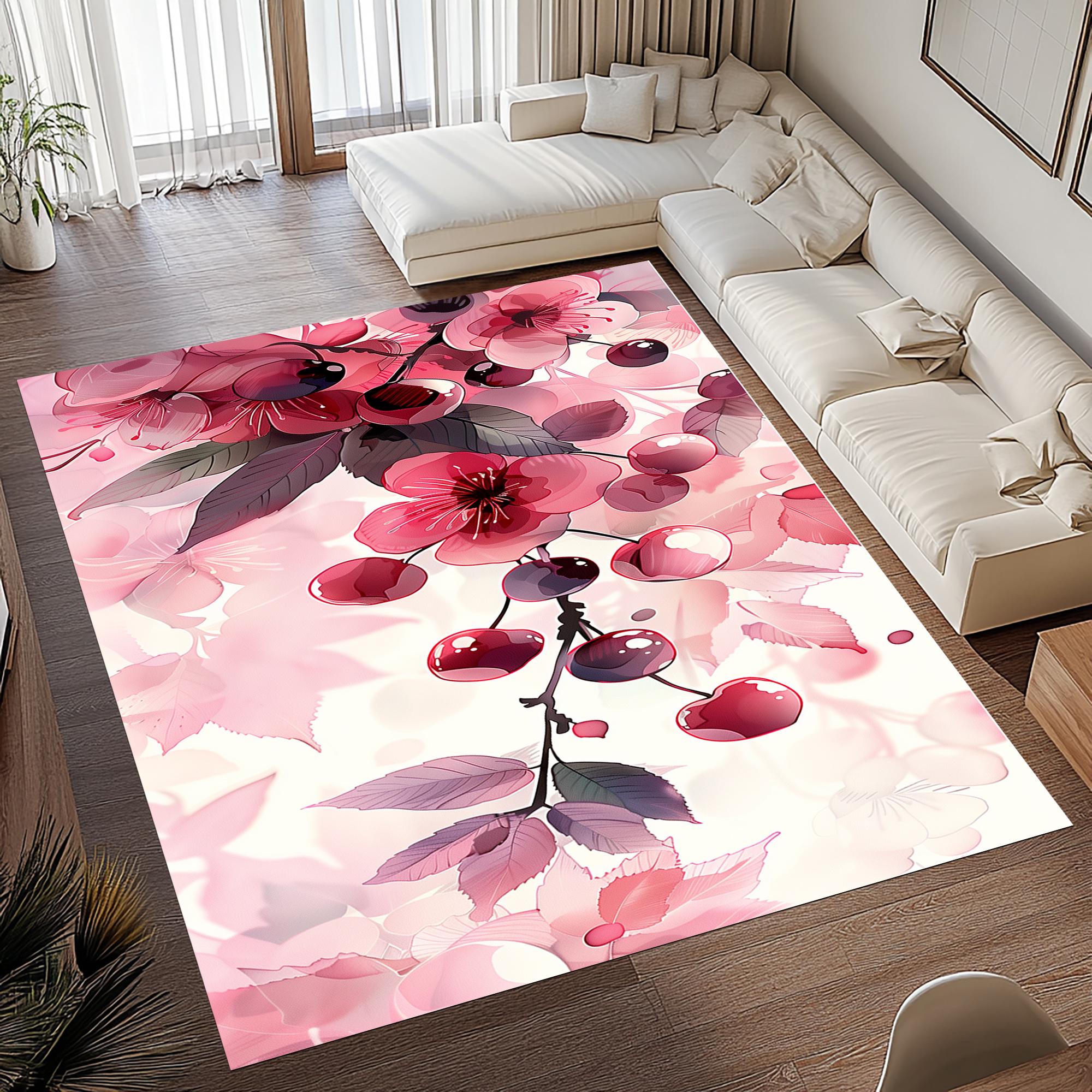 赤色花柄ラグ 約190cm x 190cm 270005601x-rd3.jpg