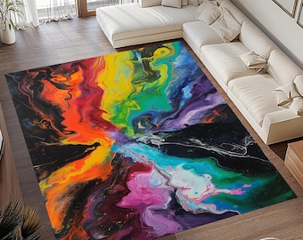 Colorful Abstract Rug, Mid Century Rug, Mid Century Modern Rug, Mid Century Modern Art Rug, Mid Century Style Rug, Mid Century Area Rug