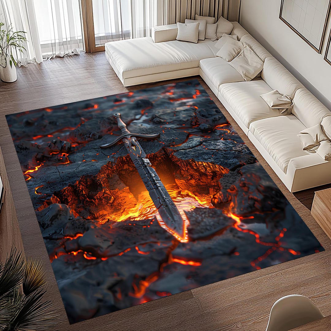 Sword Fish Rug Sword Rug, Sword Pattern Rug, Lava Rug, Lava Pattern Rug, 3D Deep Hole ...