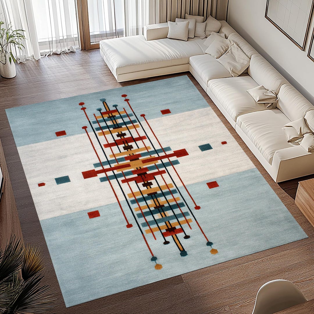 Symmetrical Mid Century Rug, Mid Century Rug, Mid Century Modern Rug ...