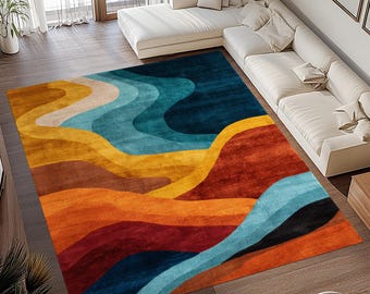 ミッドセンチュリーラグ、ミッドセンチュリーモダンエリアラグ、幾何学