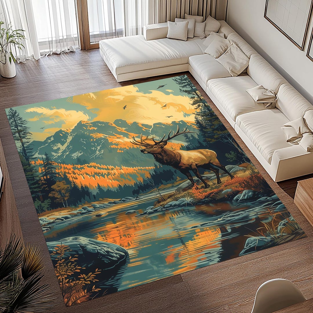 Deer Carpet, Deer Rug, Deer Pattern Carpet, Deer Pattern Rug, Animal ...