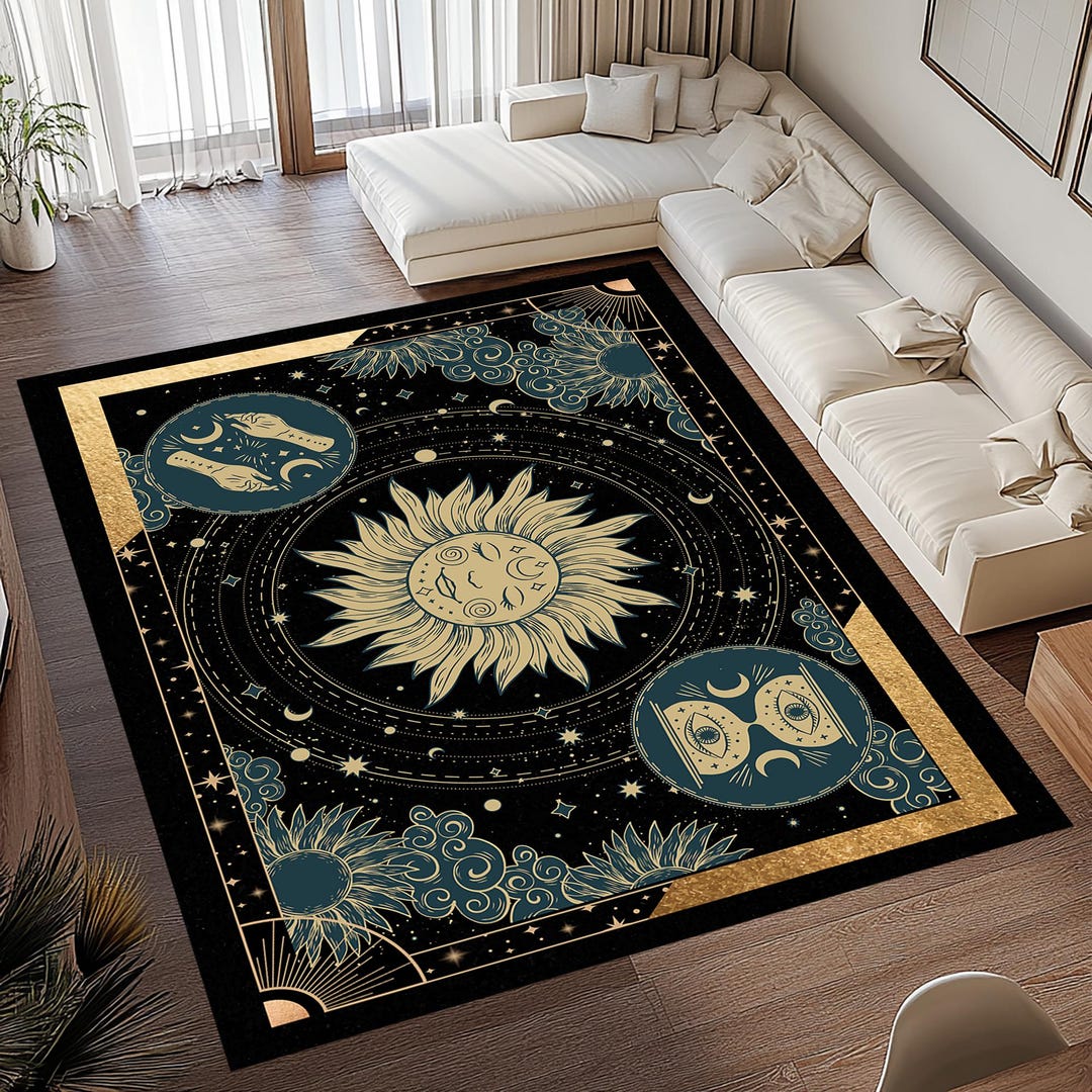 Night Sky Rug, Moon and Stars Pattern Rug, Stars Pattern Rug, Stars Rug ...