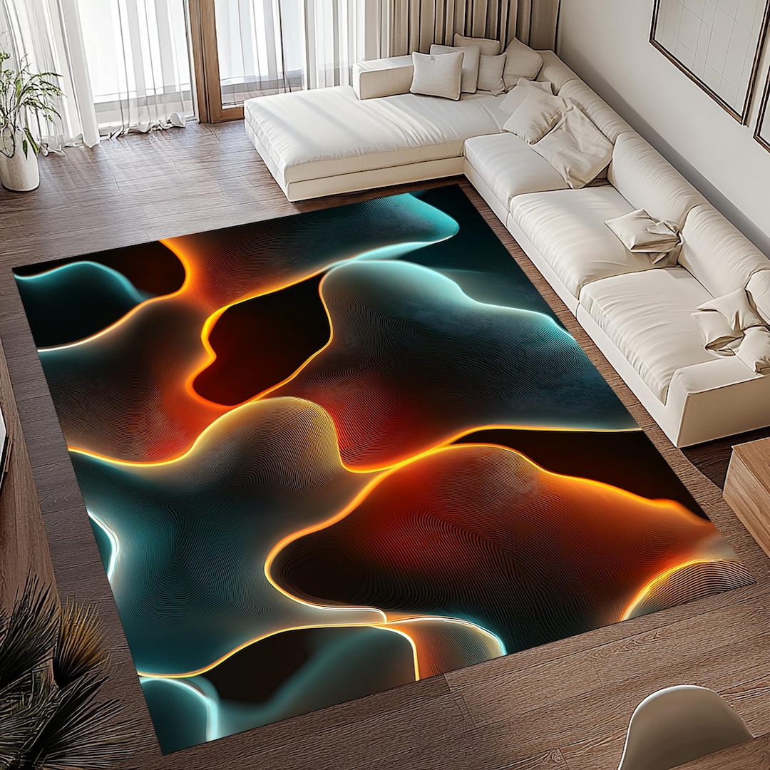 Neon Futuristic Carpet, Neon Futuristic Rug, Neon Striped Carpet, Neon ...
