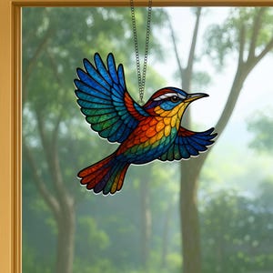 Carolina Wren Suncatcher, Carolina Wren Acrylic Stained Glass Style, Window Decor, Window Hanging, Wall Art, Gifts for Women