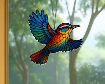 Carolina Wren Suncatcher, Faux Stained Glass Style, Bird Window Decor