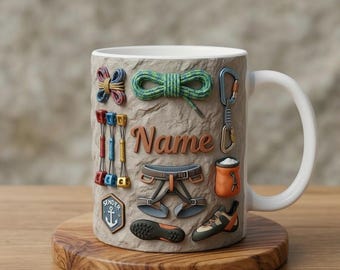 Taza personalizada de escalada en roca 3D, taza de café personalizada para escaladores, diseño 3D simulado