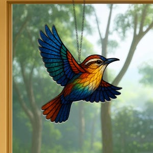 Carolina Wren Suncatcher, Carolina Wren Acrylic Stained Glass Style, Window Decor, Window Hanging, Wall Art, Gifts for Women