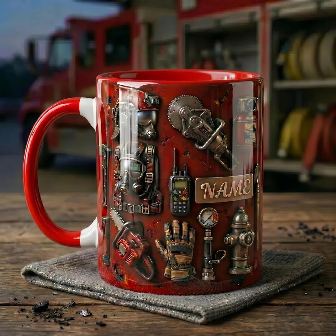 Personalized Firefighter Accent Mug, Fire Rescue Stuff Cup, Proud ...